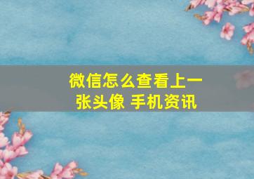 微信怎么查看上一张头像 手机资讯